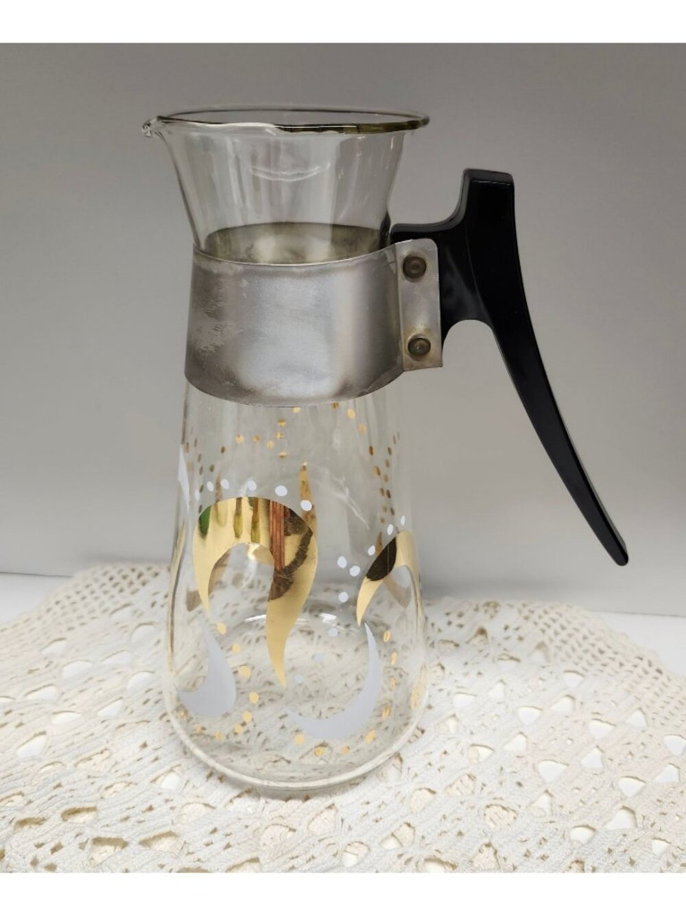 Colony Vintage Coffee Pot Gold White MCM